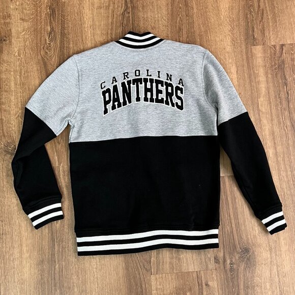 NEW Carolina Panthers NFL Team Apparel Youth Black Grey Letterman Jacket Sz L - Picture 8 of 13